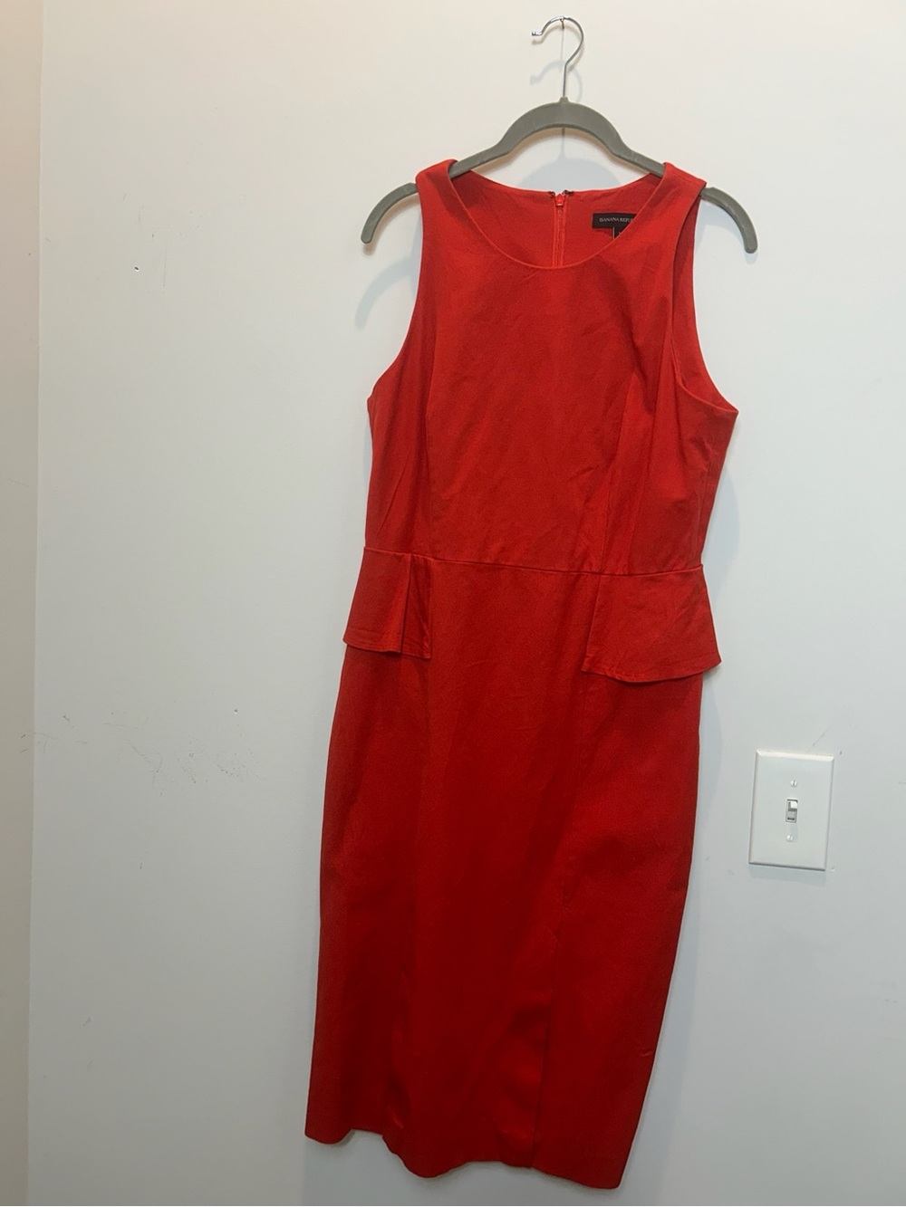 Banana Republic Red Sleeveless Peplum Midi Dress